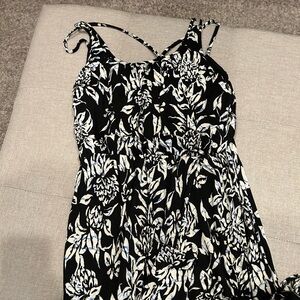 Black floral print maxi dress